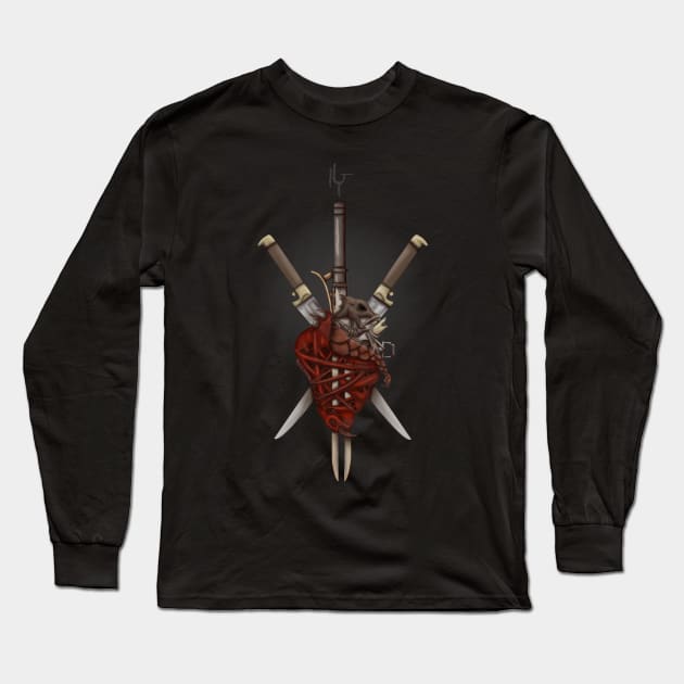 Three of Swords Long Sleeve T-Shirt by Destology